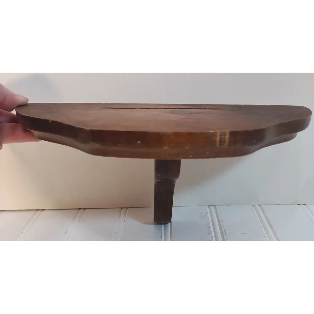 VTG Farmhouse Wood Wall Shelf Floating Corbal Plate Groove CottageCore Rustic